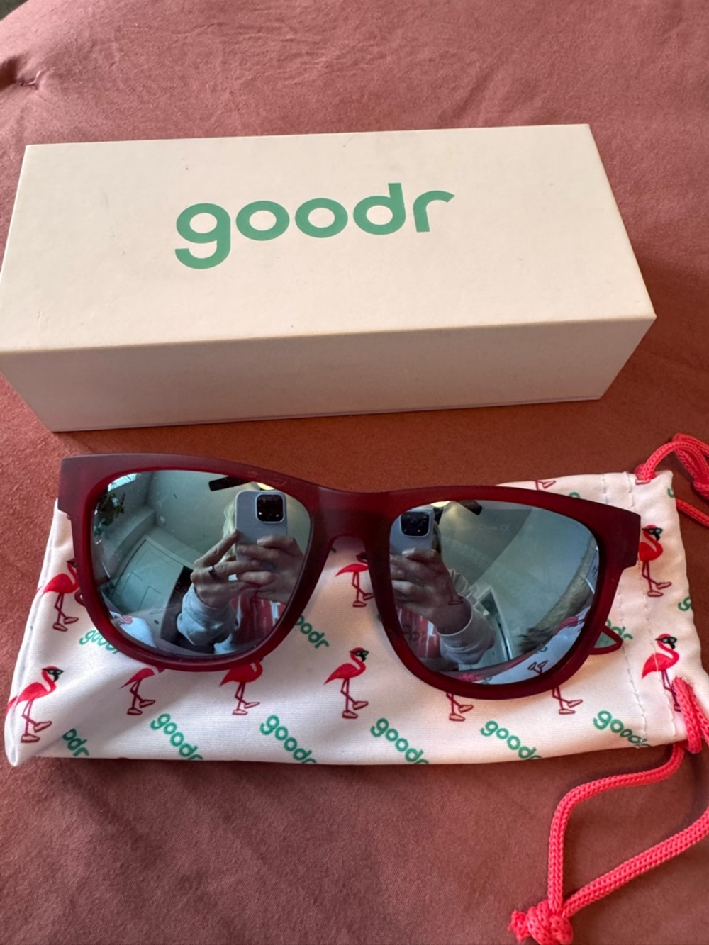 goodr Women's Burgundy Frame Sunglasses with Mirrored Lenses